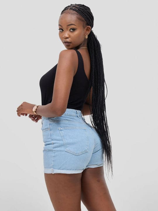 Mom Denim Shorts - Blue