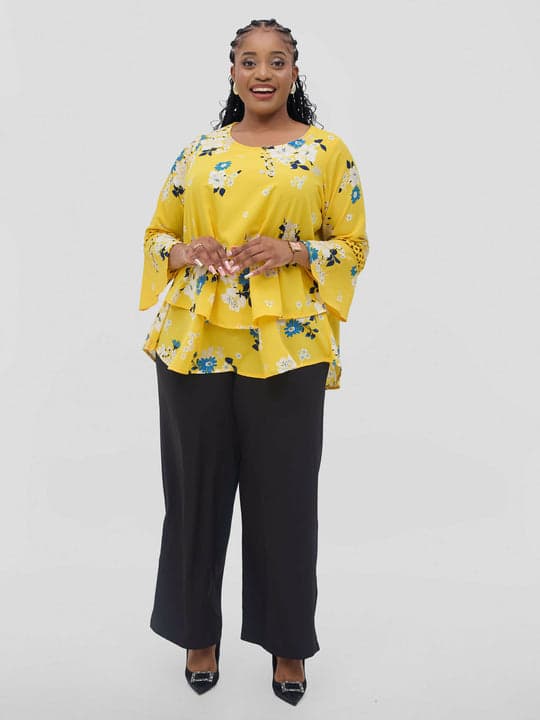 Zuana Floral Printed Top - Yellow