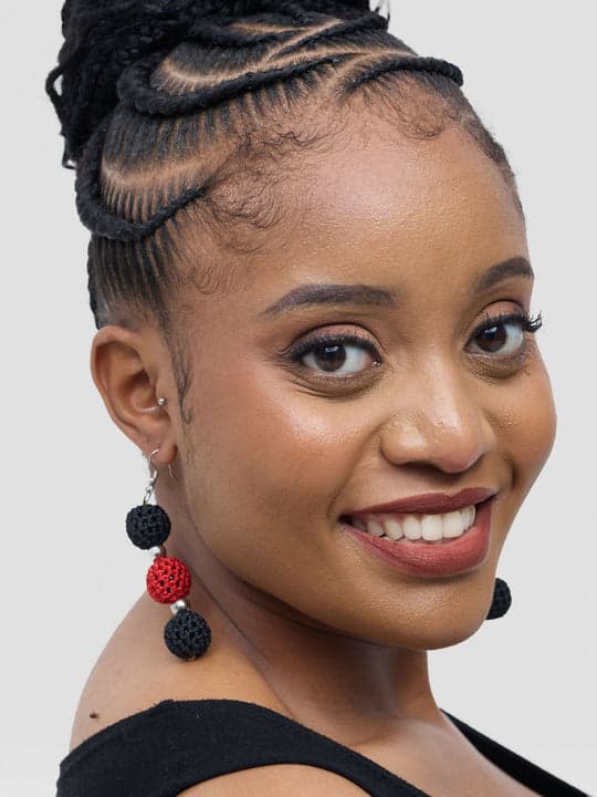 Ball Earring - Black / Red