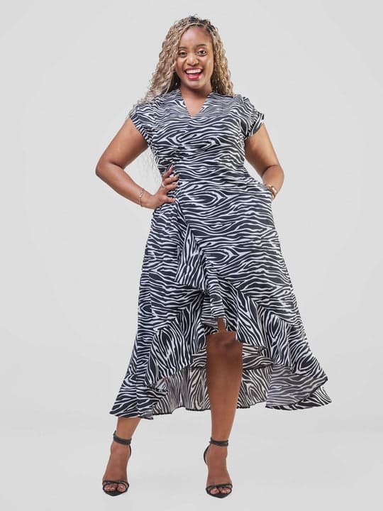 Savannah Majesty Milia Stripes Dress - Black / White Print