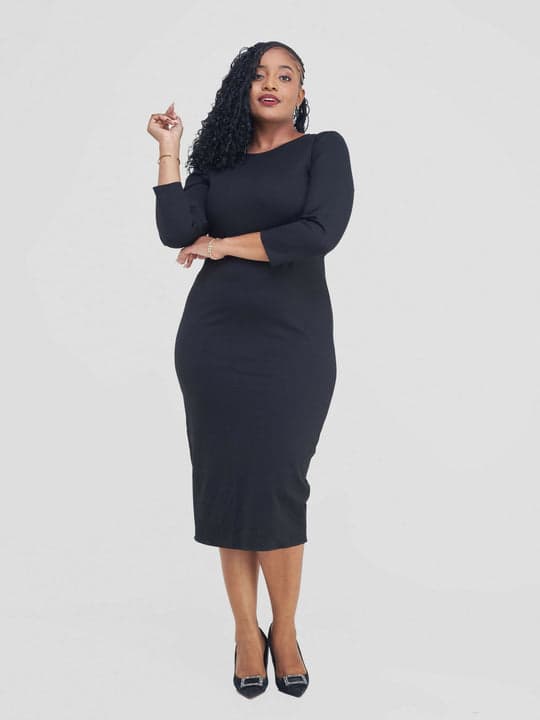 Panther Piped Dress - Black