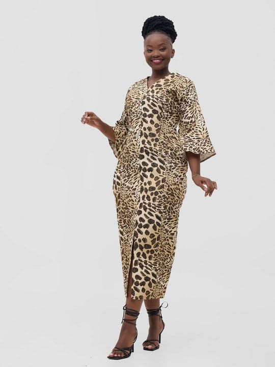 Ziza Print Dress - Beige