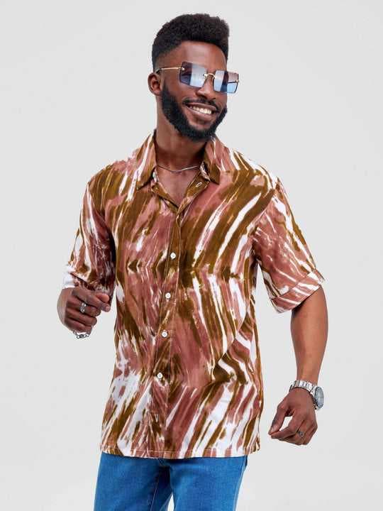 Vazi Afriq Tie & Dye Normal Collar Shirt