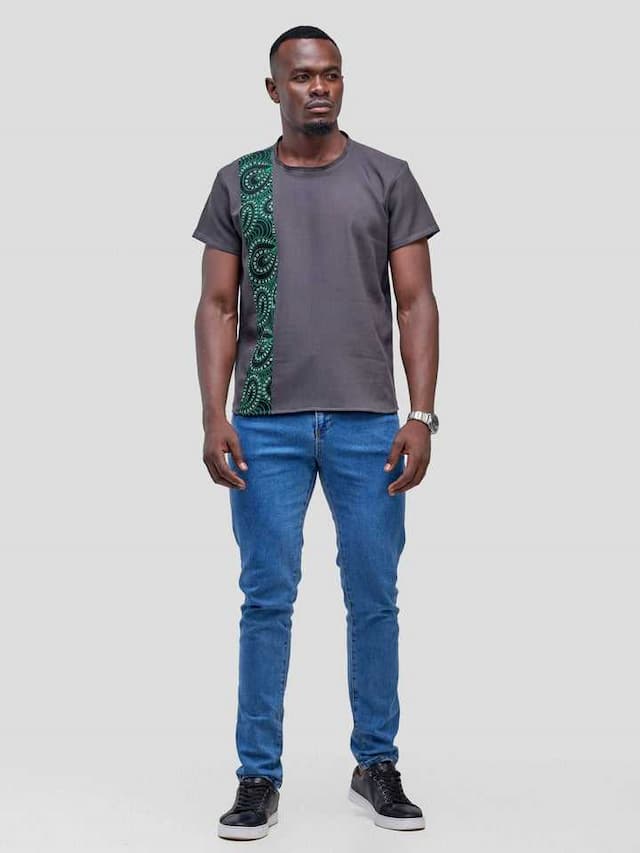 Nefpatra Dashiki Men's Shirt - Grey