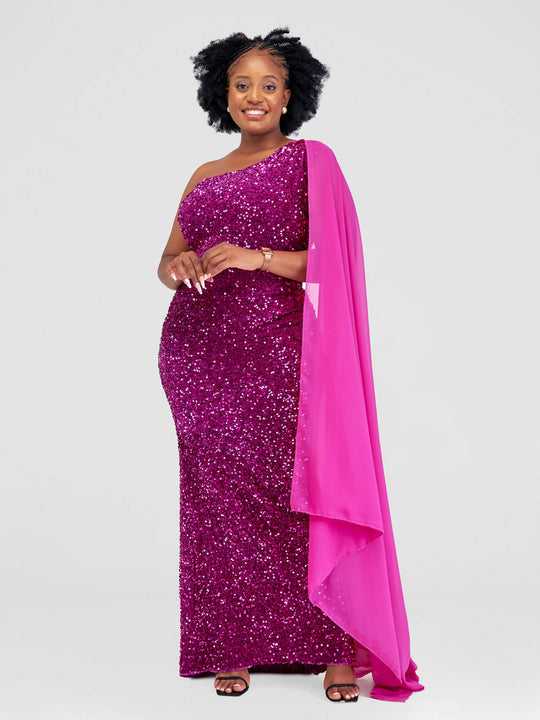 Therose Empire Sherry Gown - Vibrant Fuchsia