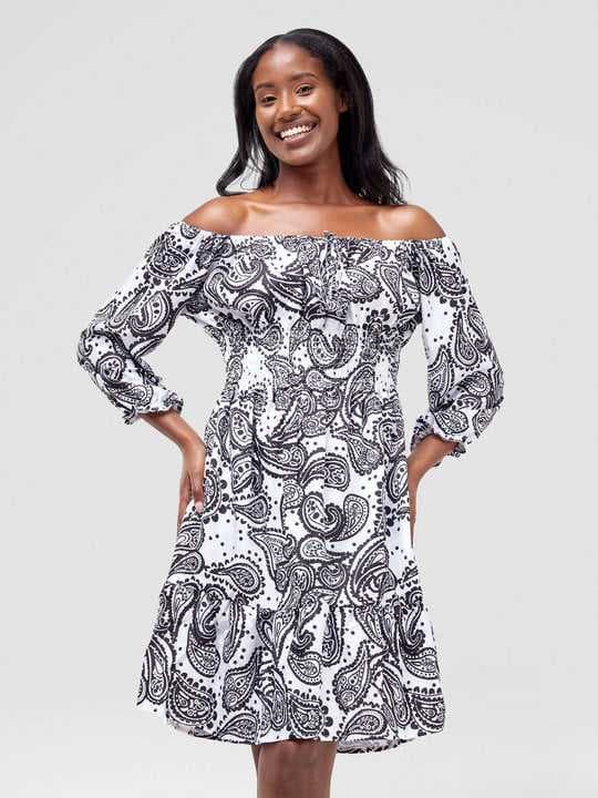 Stylish Sisters Midi Dress - White/Black
