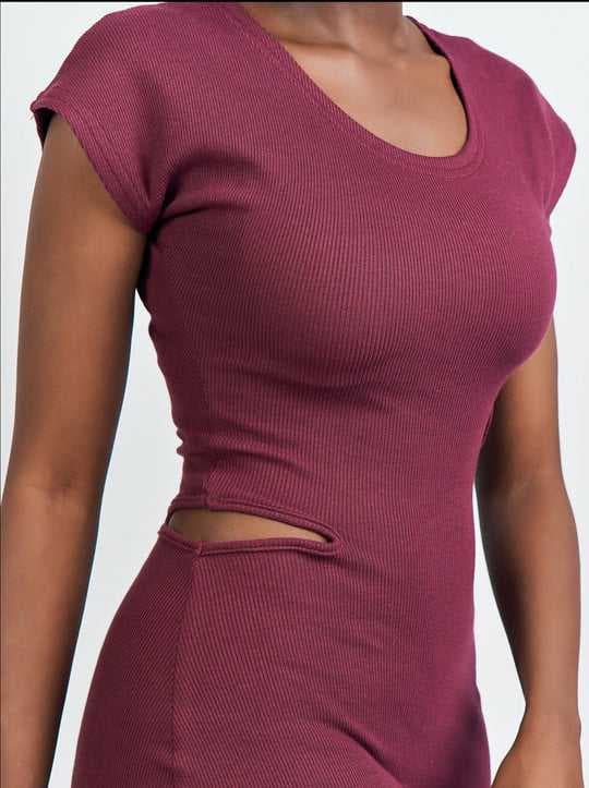 Zia Africa "Cutting Edge" Maxi Bodycon Dress - Burgundy