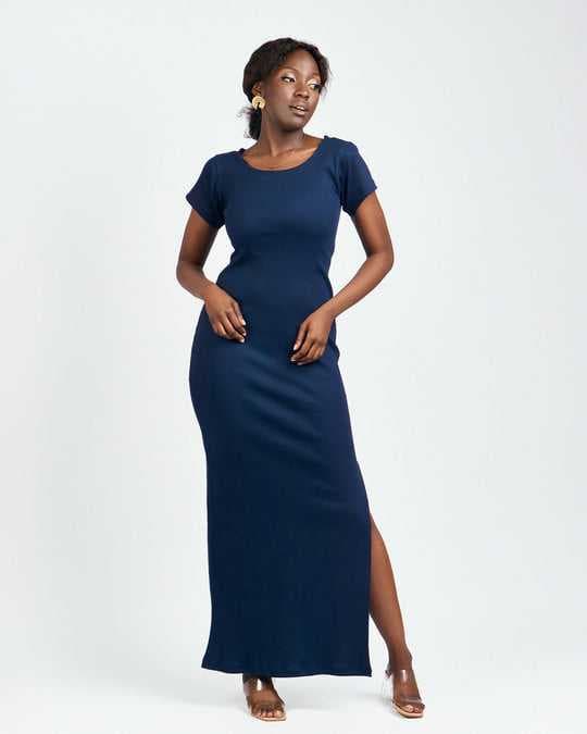 Zia Africa "Sweet Pea" Maxi Bodycon Dress - Navy Blue