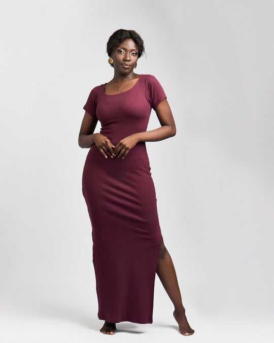 Zia Africa "Sweet Pea" Maxi Bodycon - Burgundy