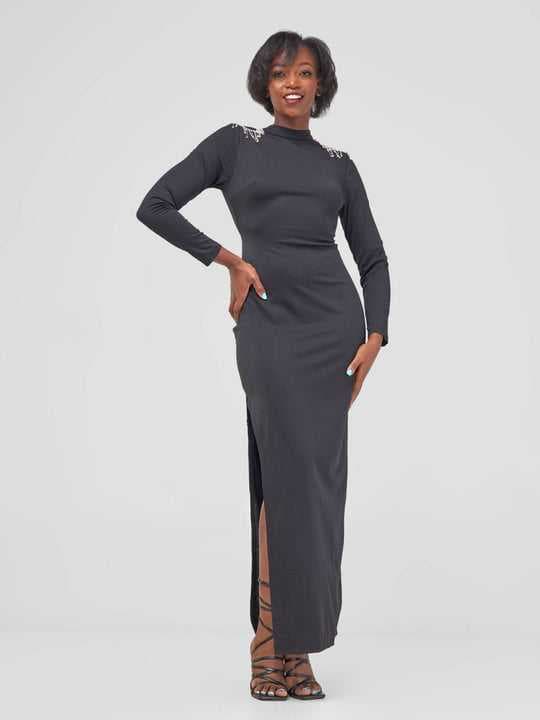 Stylish Sisters Black Cotton Bodycon Dress