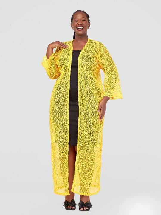 Zamaya Stitches Yellow Lace Kimono