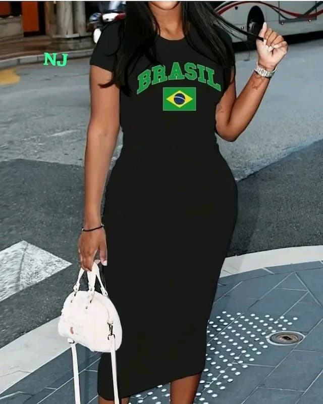 Brazil Labeled Black Bodycon