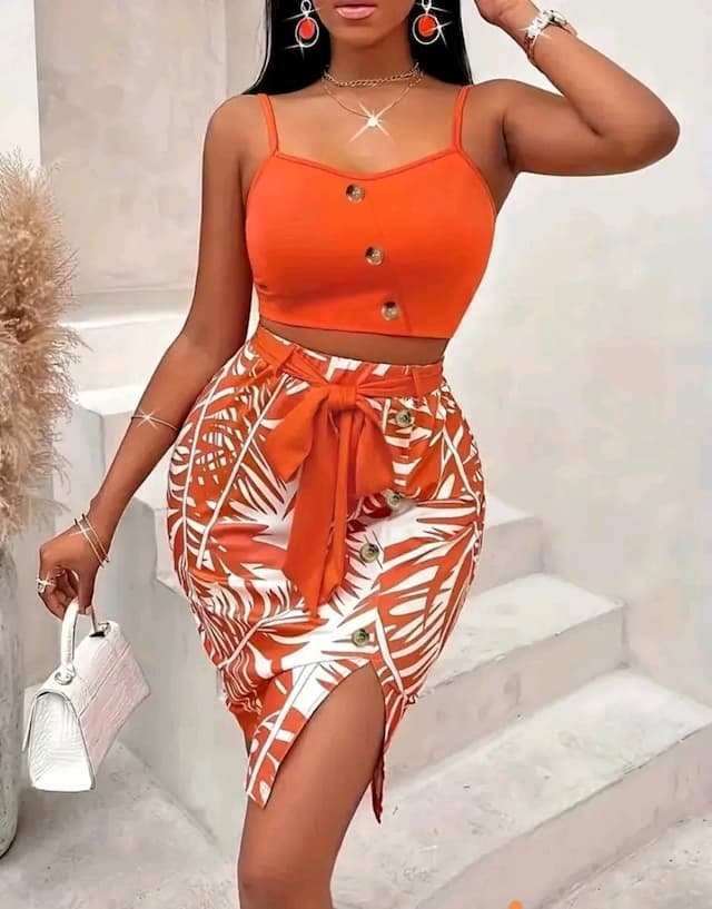 Edgy Jay's Collection Orange two Piece Outfit