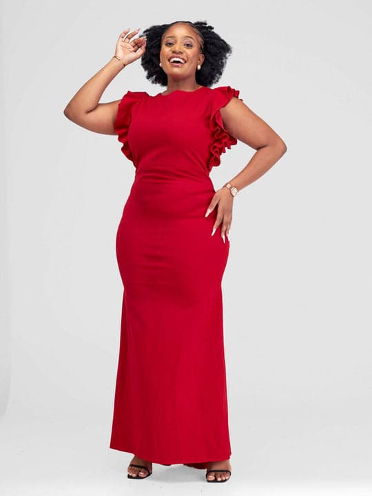 Therose Empire Raffy Gown - Ravishing Red