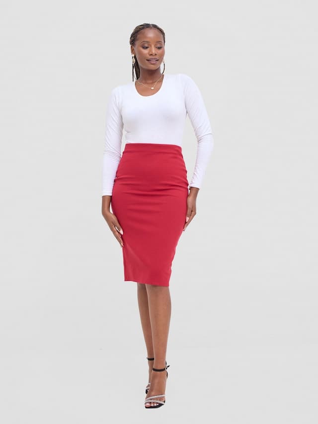 Vivo Basic Waridi Pencil Skirt - Wine Red