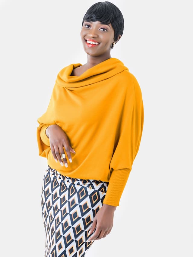 Vivo Basic Short Dolman Sweater - Mustard