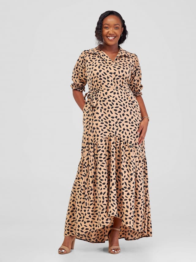 Salok Havilah Wear Zashari Dress - Beige Print