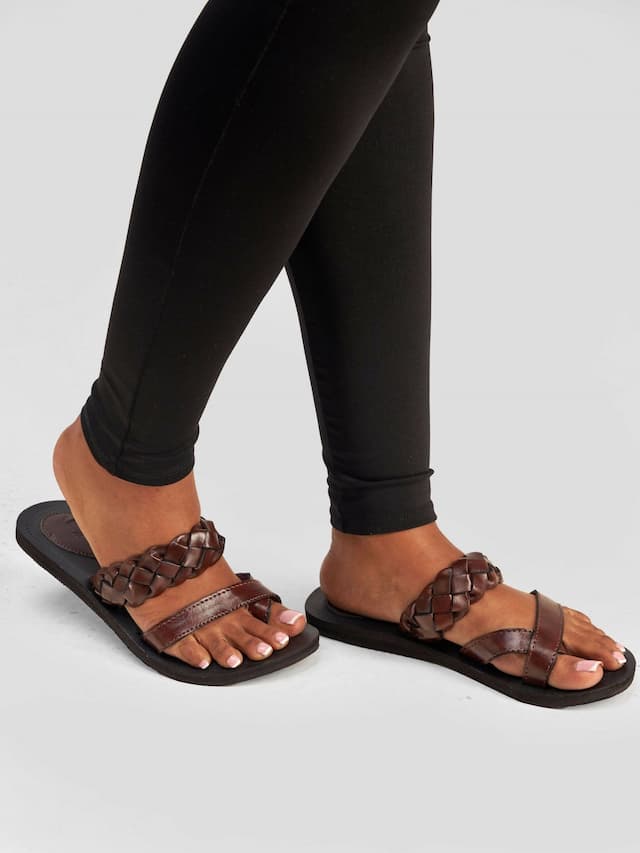 Biba Trends Collections Nailah Criss Cross Braided Sandals - Brown