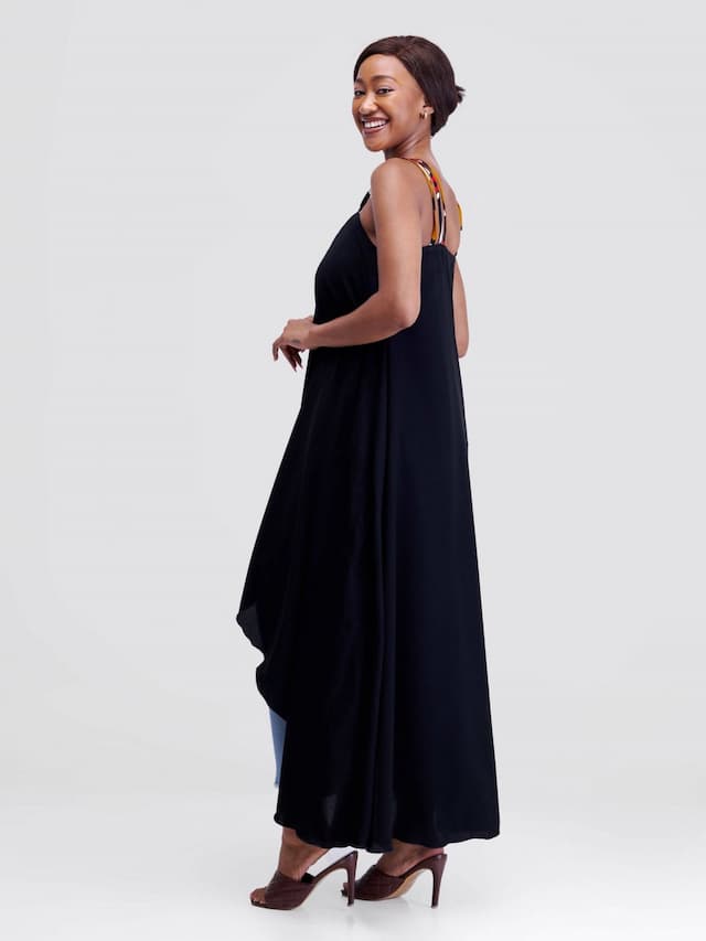 Smash By Kaly Triple Strapped Wrap Chiffon Dress Top - Black