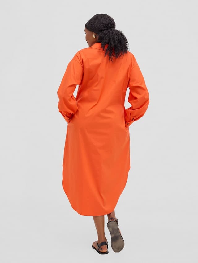 Safari Mansi Bishop Sleeve Shacket - Orange