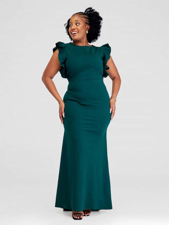 Therose Empire Raffy Gown - Green