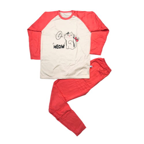 Pink Cat Pajama Set 2 Pc Light Fleece