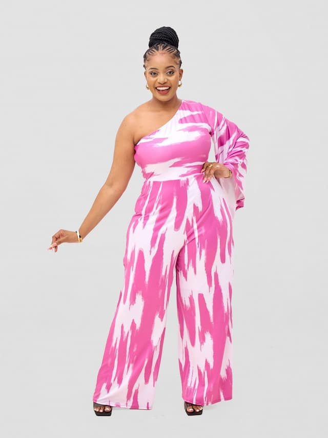 Vivo Yene Jumpsuit - White / Burgundy Shibori Print