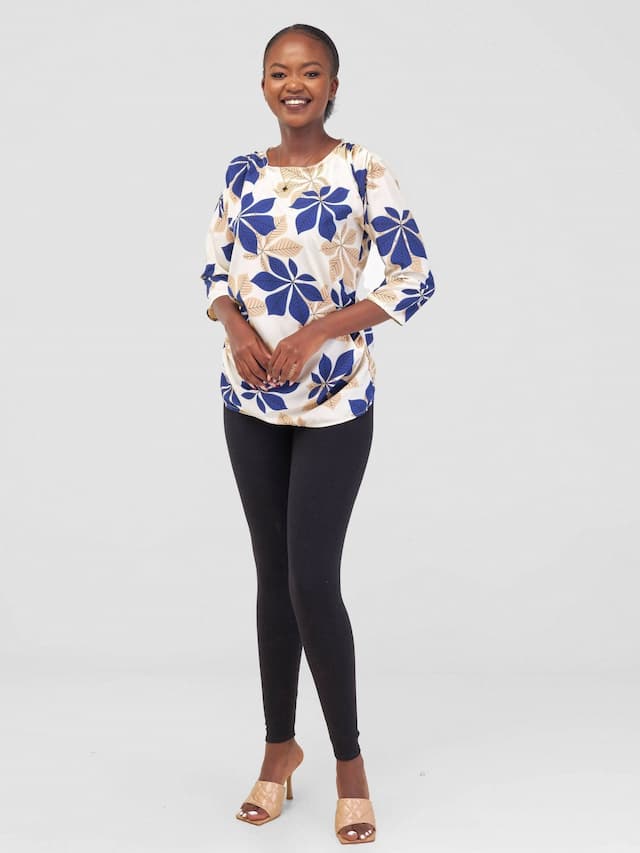 Timyt Urban Wear- Flora Chic Quarter Sleeved Top - Floral