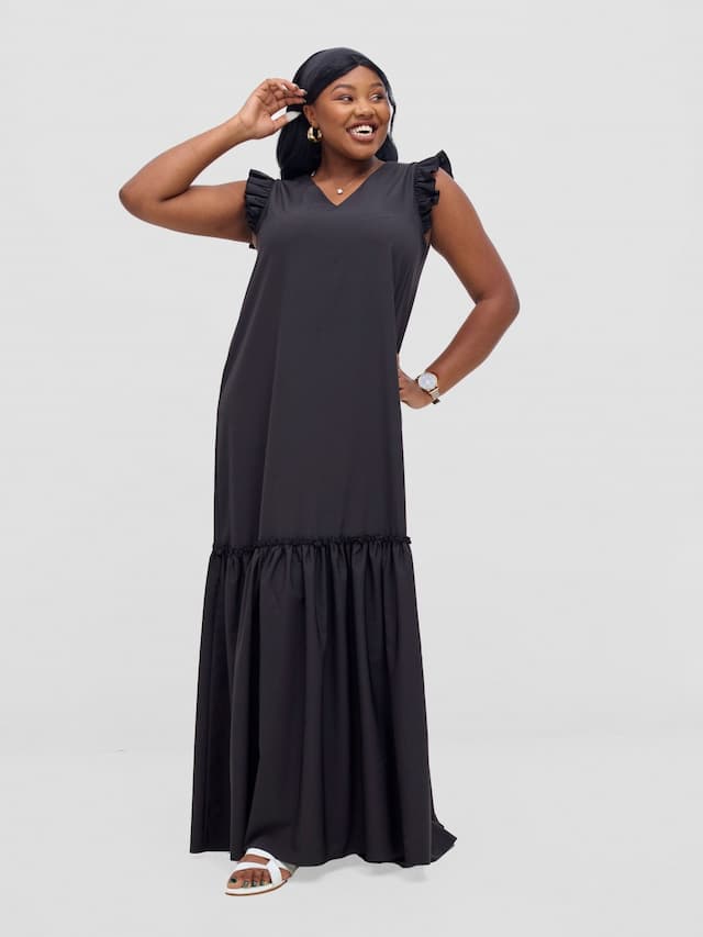 Vivo Nasinka V-Neck Maxi Dress -  Black