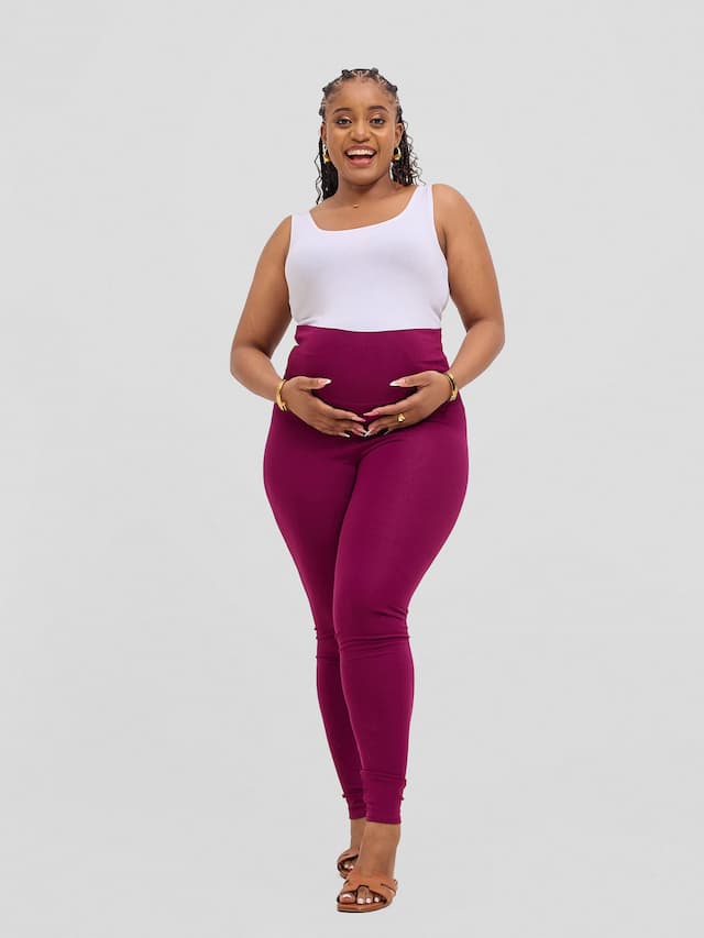 Vivo Basic Maternity Leggings - Burgundy