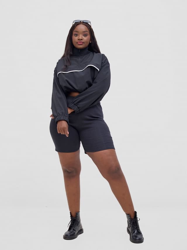 Zoya Vasha Midriff Jacket - Black / White Mesh