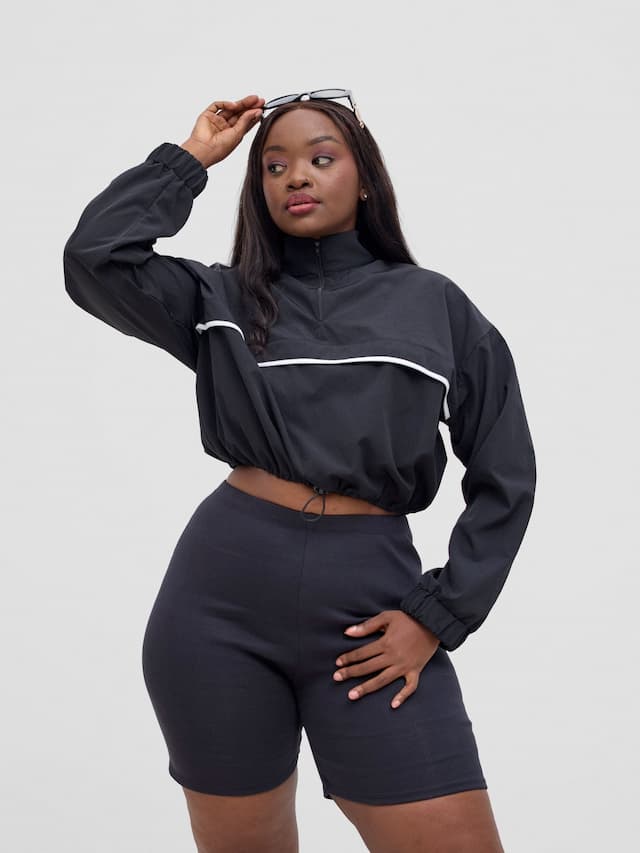 Zoya Vasha Midriff Jacket - Black / White Mesh