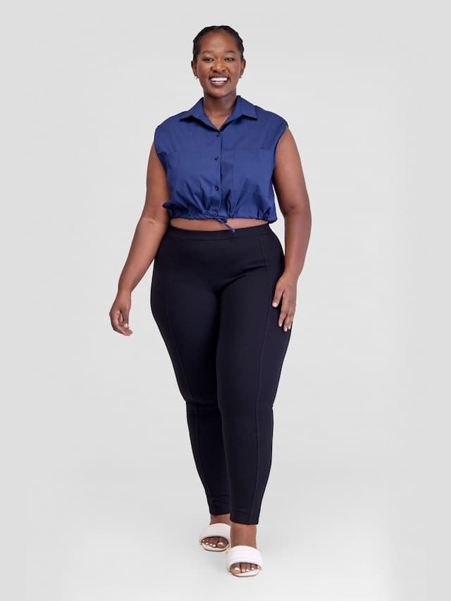 Safari Kamari Drop Shoulder Top - Navy Blue