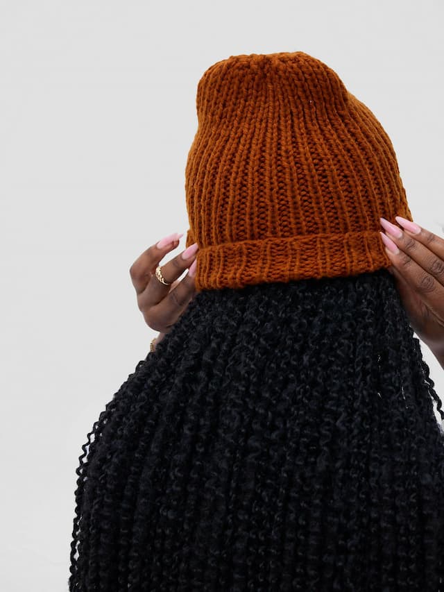 Ogfra Knits Knit Beanie Hat - Brown