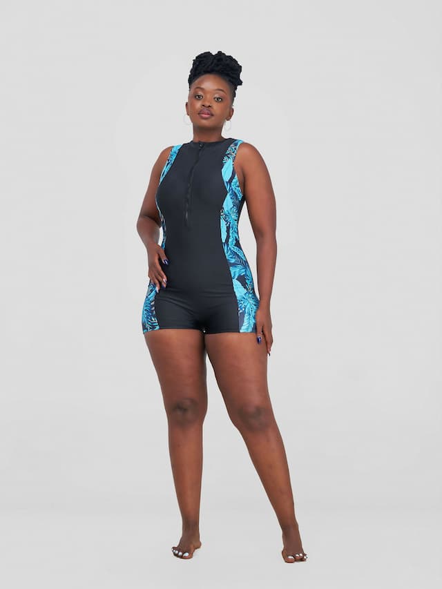 Shells Attic Swimwear Suit Monokini - Black / Blue
