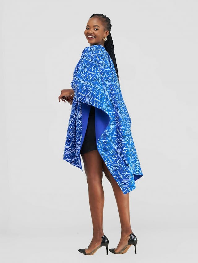 Ndege Reversible Poncho - Blue