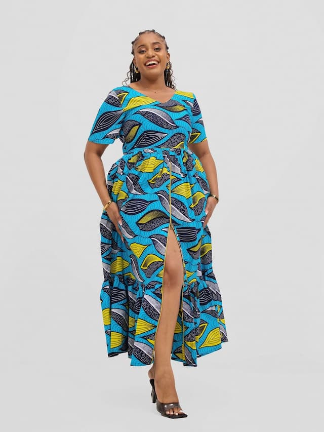 Gravio Fashions Sade Dress - Turquoise / Blue