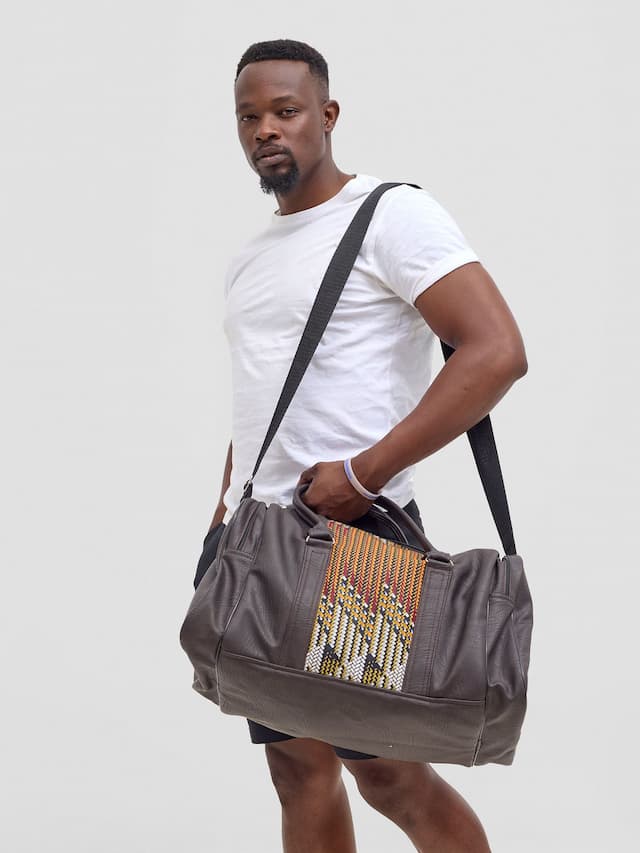 Nisisi Jumbo Duffel Bag - Dark Brown / Mustard Print