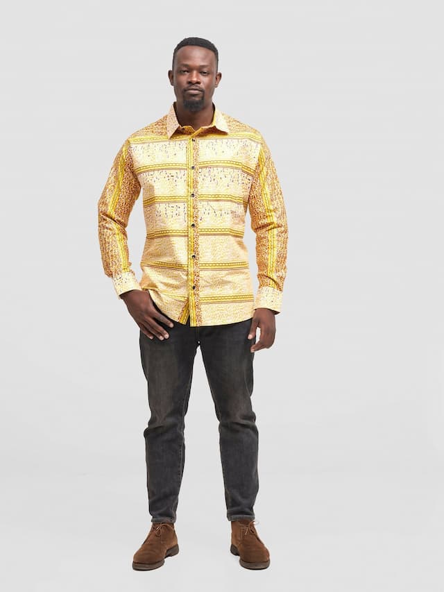 Mendilines Warm African Print Shirt - Yellow