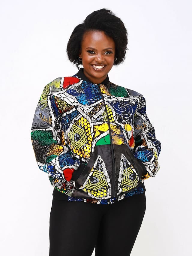 Wsc Pambo Nef African Print Bomber - Green / Blue Print