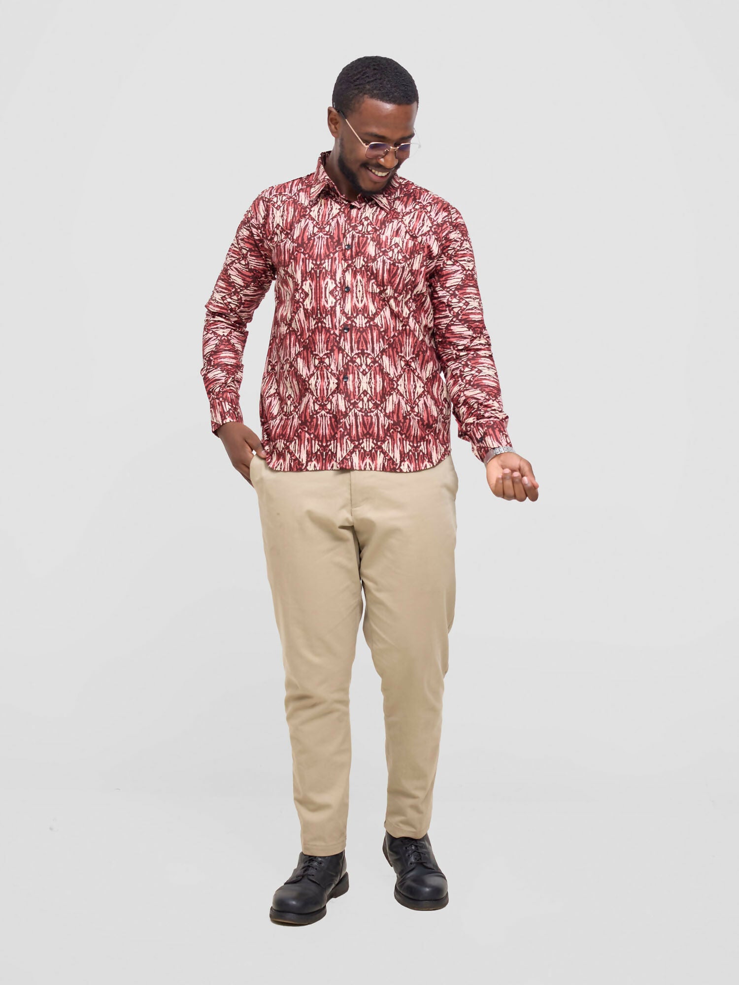 Mendilines Warm African Shirt - Maroon / White