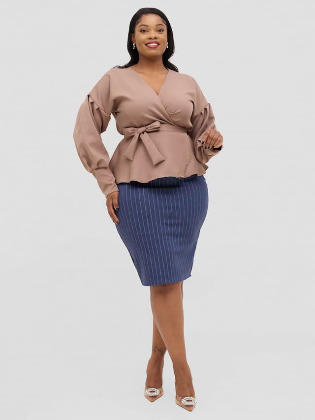 Silk House Collection Mia Navy Skirt + Maya Top - Navy Blue