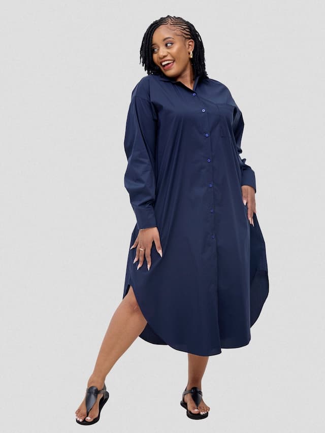 Safari Mansi Bishop Sleeve Shacket - Navy