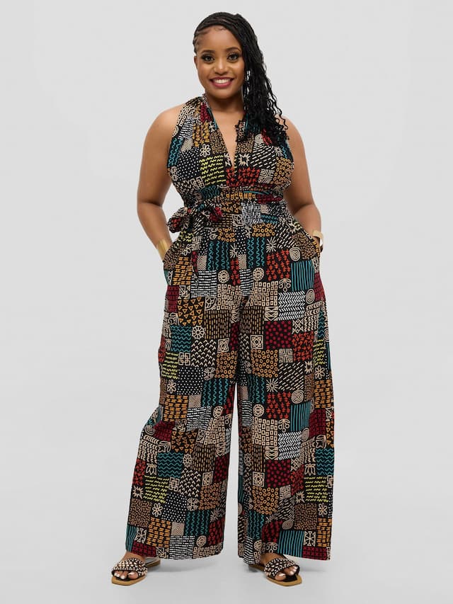 Waridi Africa Fanaka Jumpsuit - Multicolored African Print