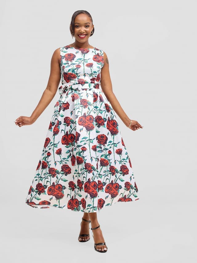 Stylish Sisters Satin Dress - Red / White