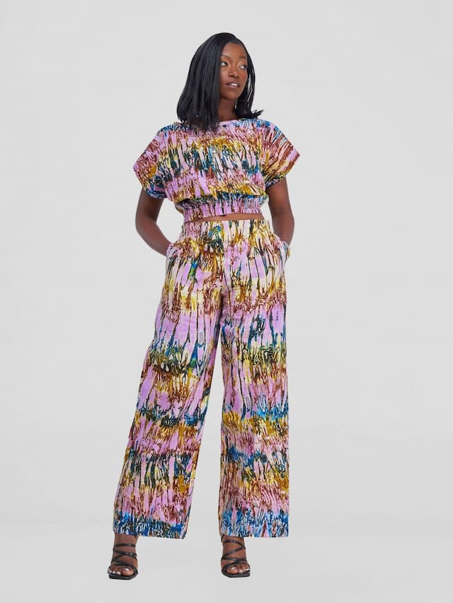 Tropical Breeze Pant Set - Coral Pink