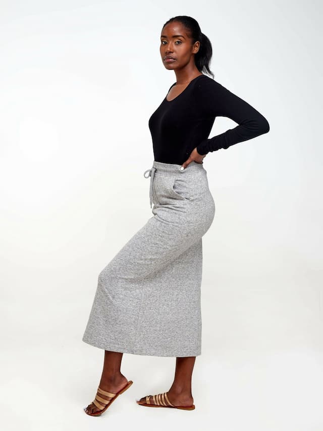 Hessed Maxi Long Skirt - Light Grey
