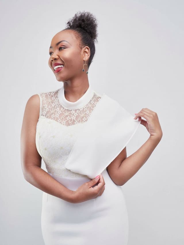 Elegant Bandage Cotton Dress with One Side Sash Dress - White