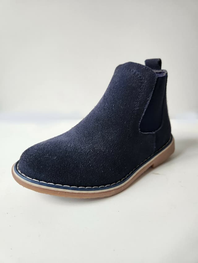 Boys Leather Ankle Boots - Navy