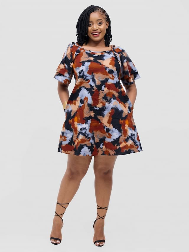 Lokali Dala Shift Dress - Brown / Black